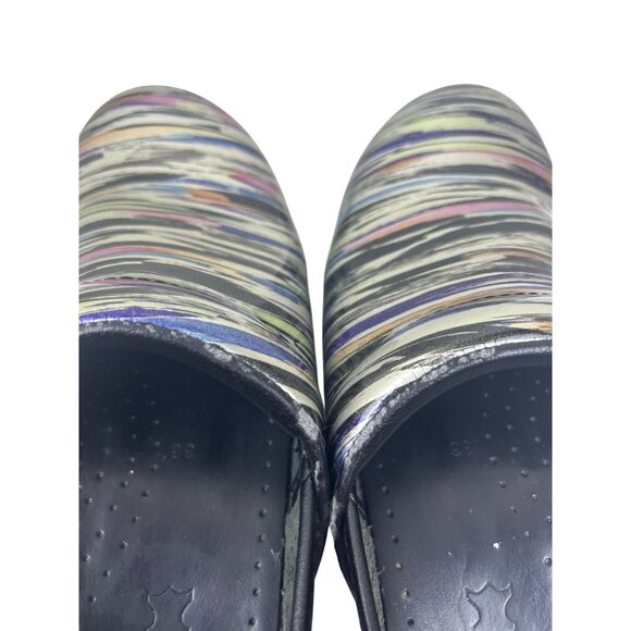 Dansko Women's Metallic Striped Multicolor Patent Clogs Size 36  U.S.- 5.5 / 6 - Picture 8 of 9